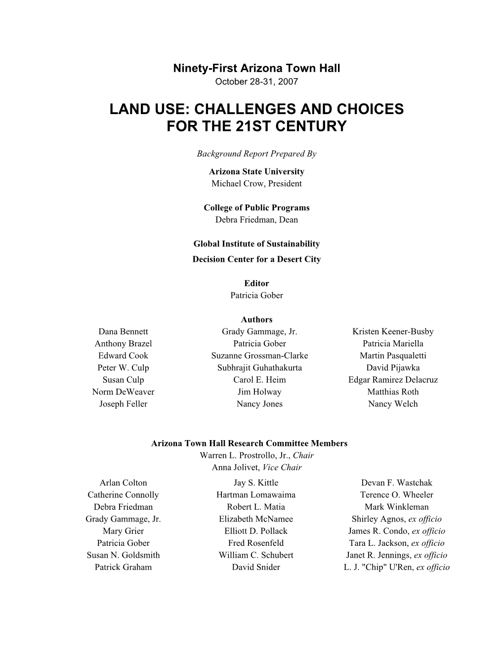 Land Use: Challenges and Choices for the 21St Century