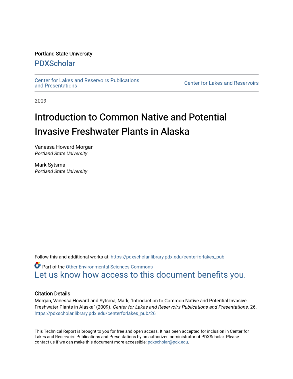 Introduction to Common Native and Potential Invasive Freshwater Plants in Alaska