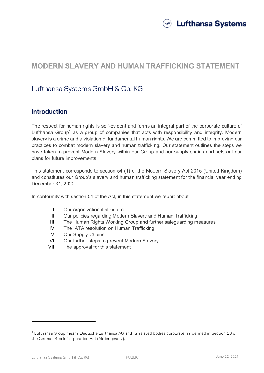 Modern Slavery and Human Trafficking Statement