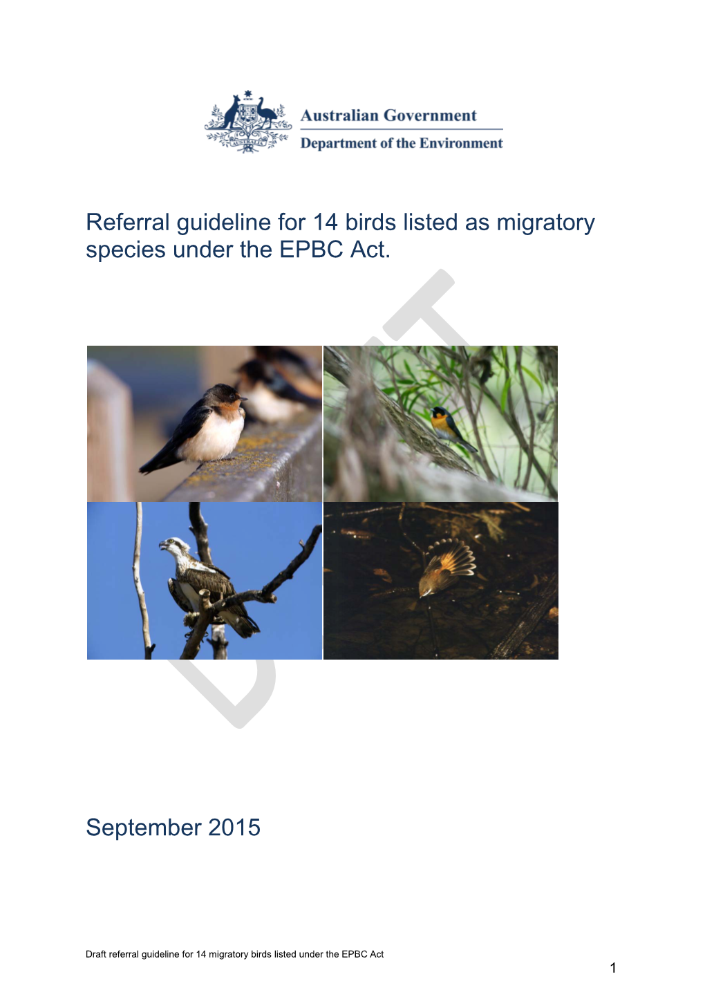 Referral Guideline for 14 Birds Listed As Migratory Species Under the EPBC Act