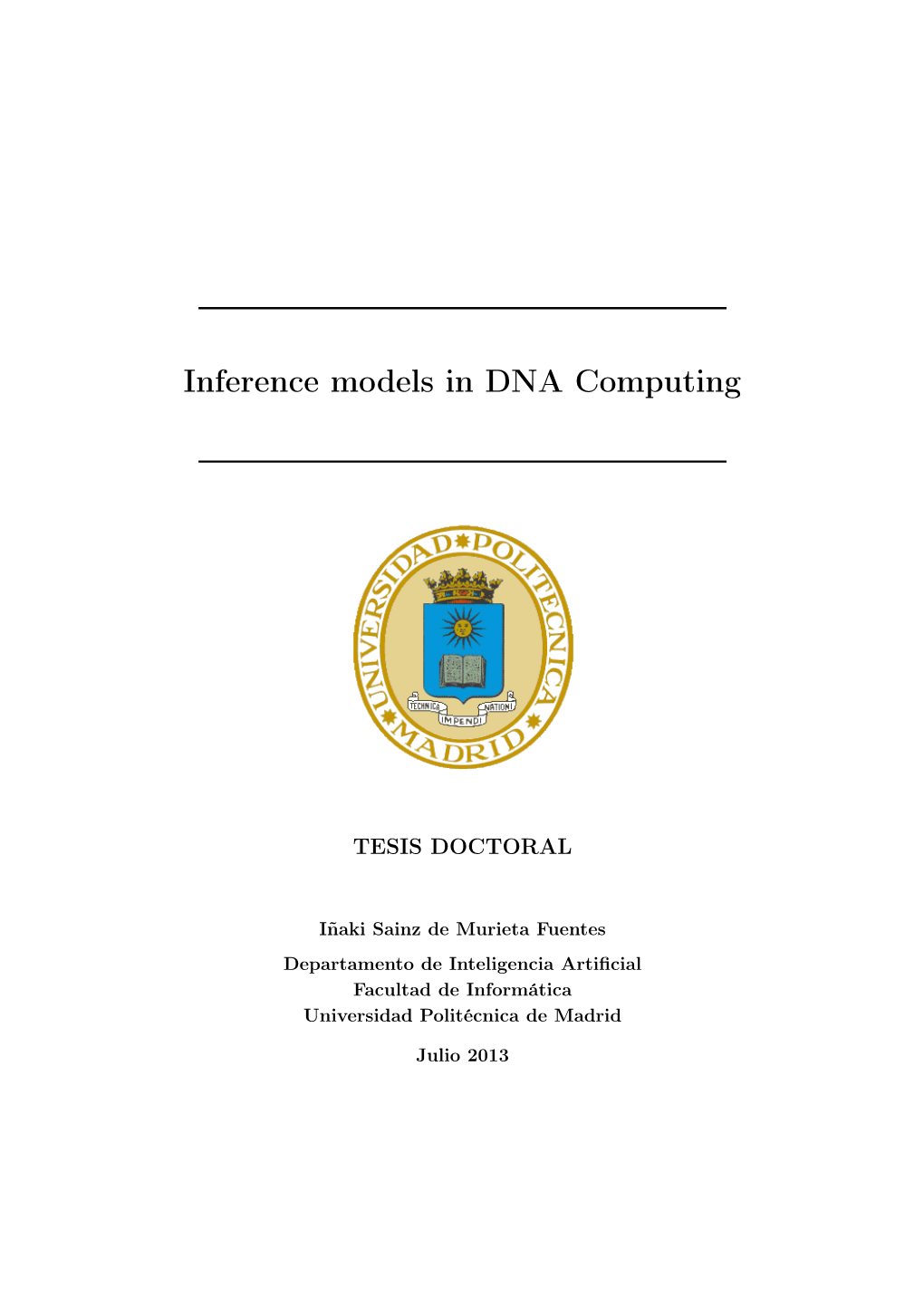 Inference Models in DNA Computing