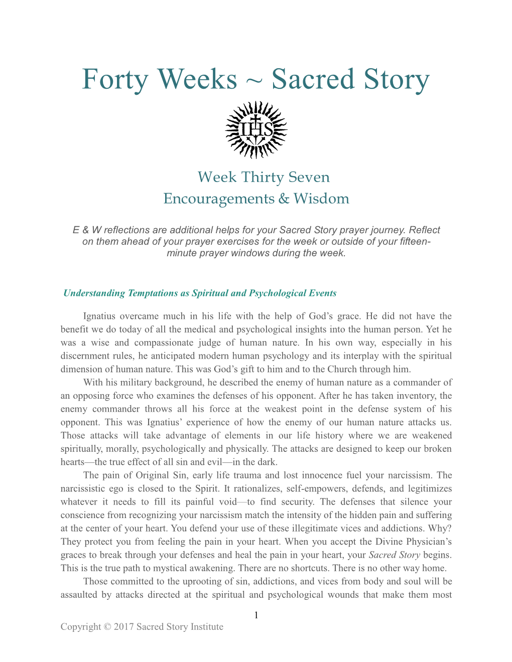 Forty Weeks ~ Sacred Story