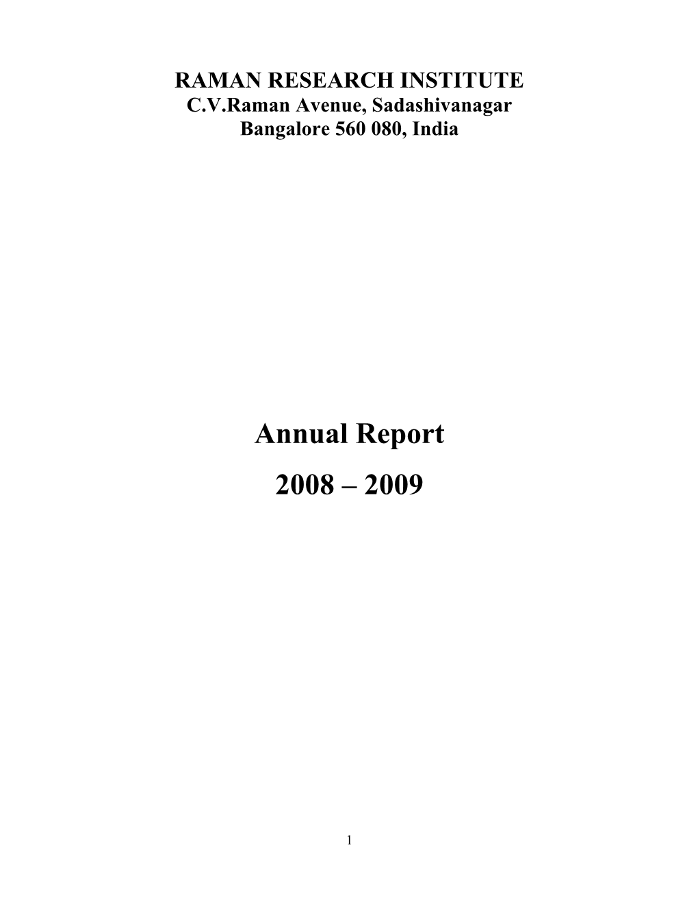 Annual Report 2008 – 2009