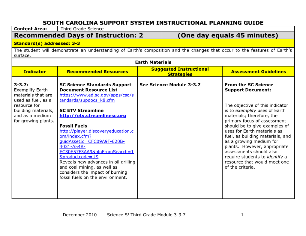 South Carolina Support System Instructional Planning Guide s1