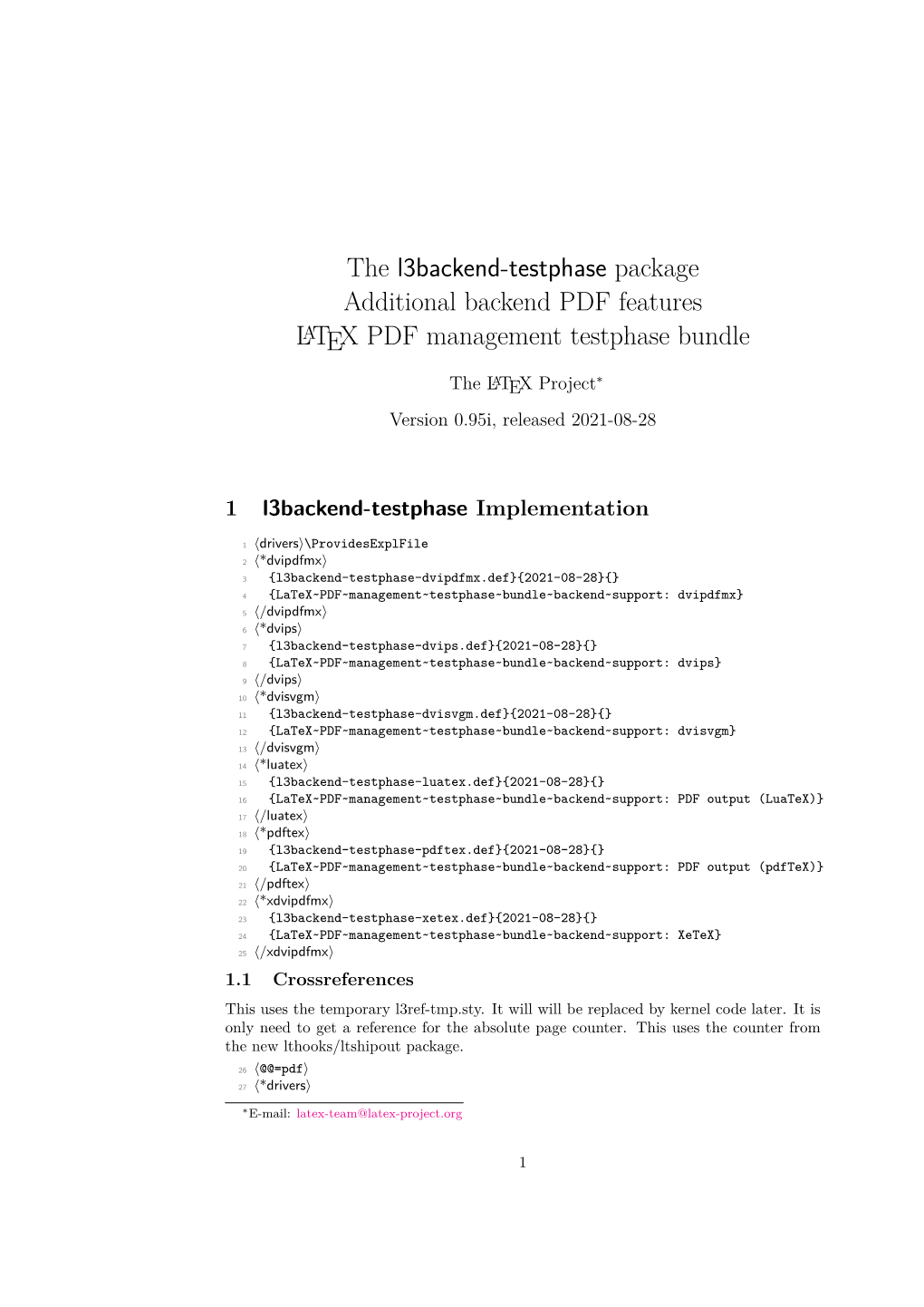 The L3backend-Testphase Package Additional Backend PDF Features LATEX PDF Management Testphase Bundle