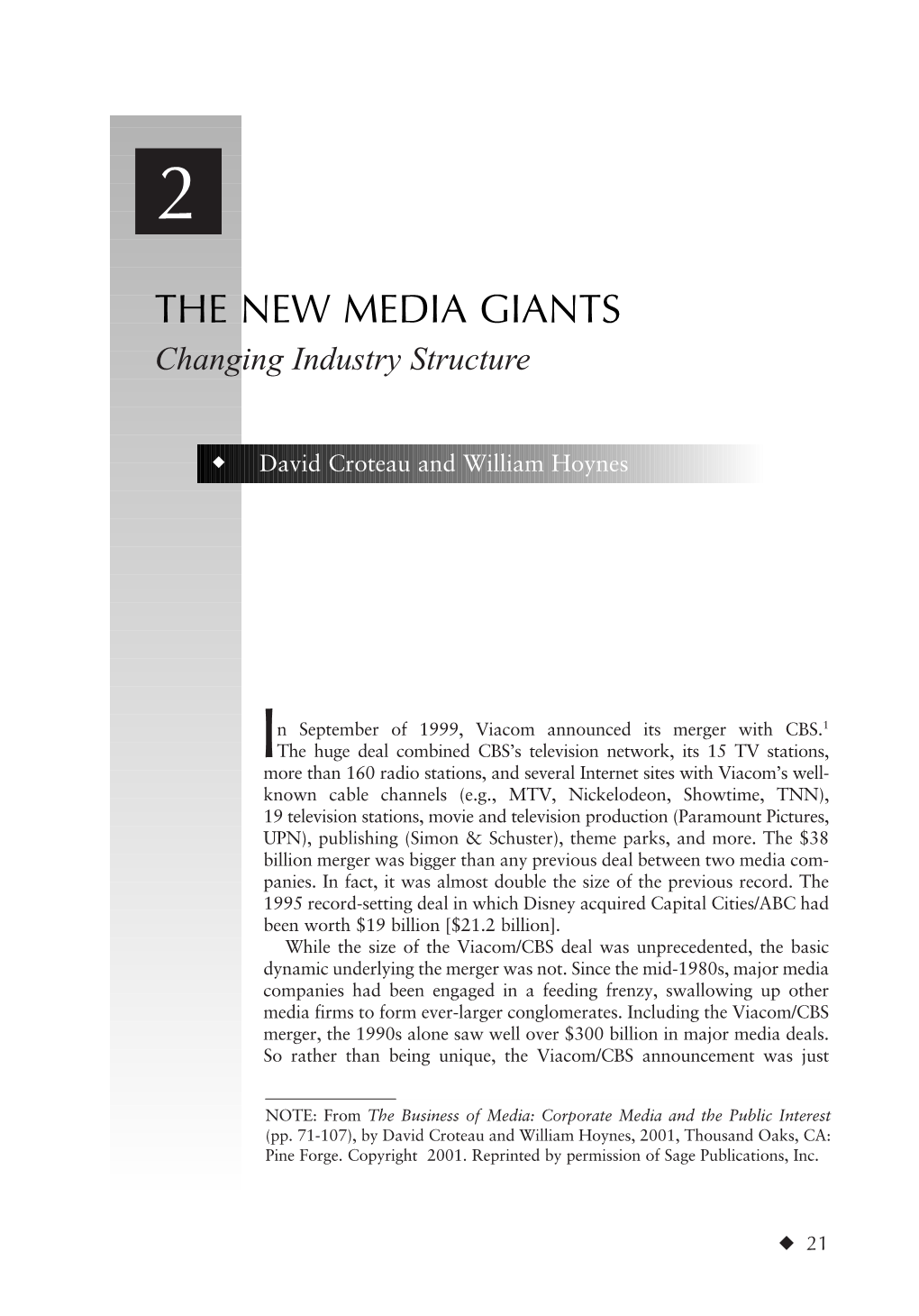 THE NEW MEDIA GIANTS Changing Industry Structure