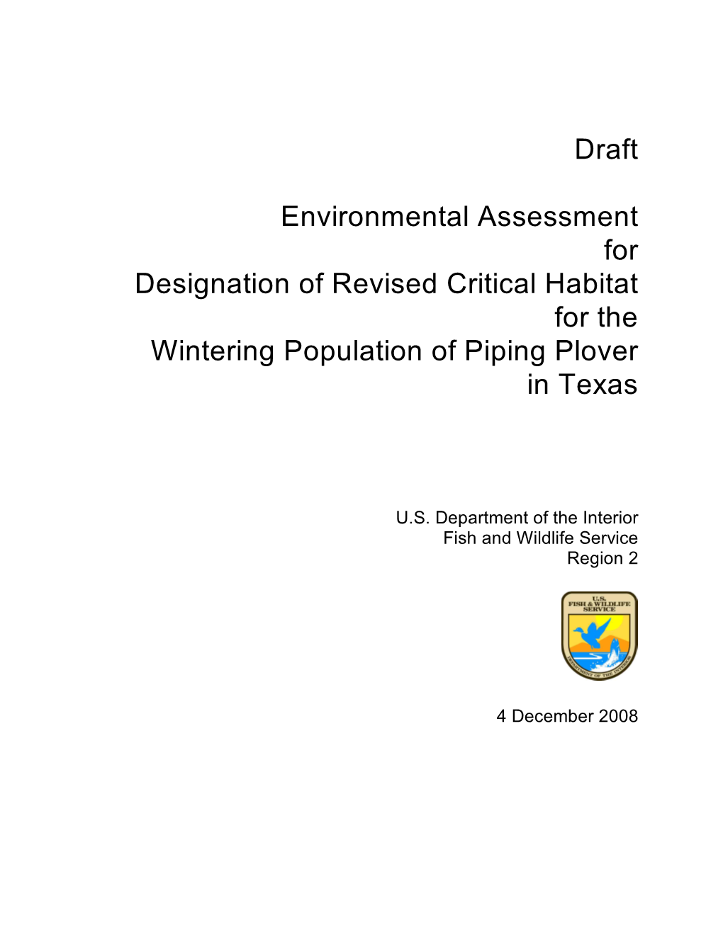 Draft Environmental Assessment for Designation of Revised Critical