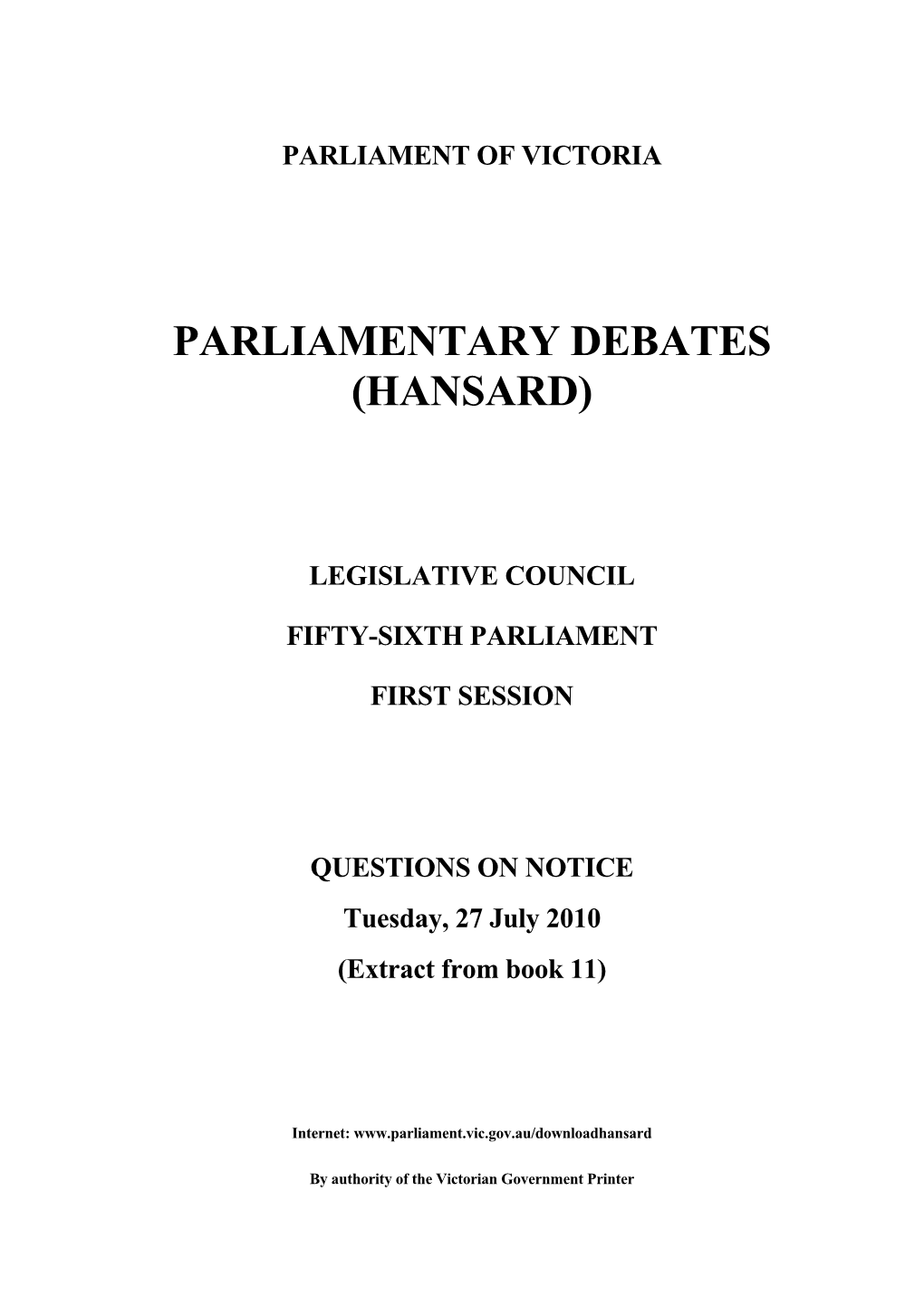 Parliamentary Debates (Hansard)