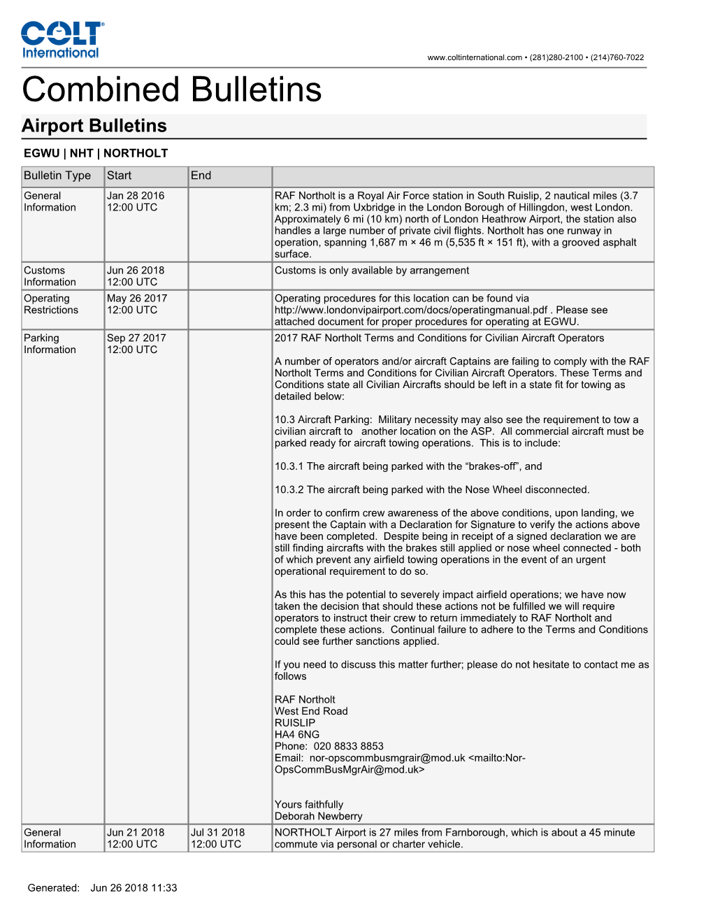 Combined Bulletins Airport Bulletins