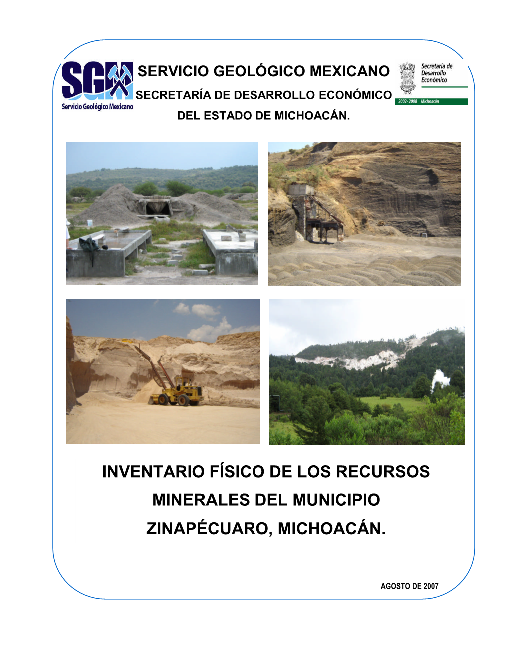 Inventario Físico De Los Recursos Minerales Del Municipio Zinapécuaro, Michoacán