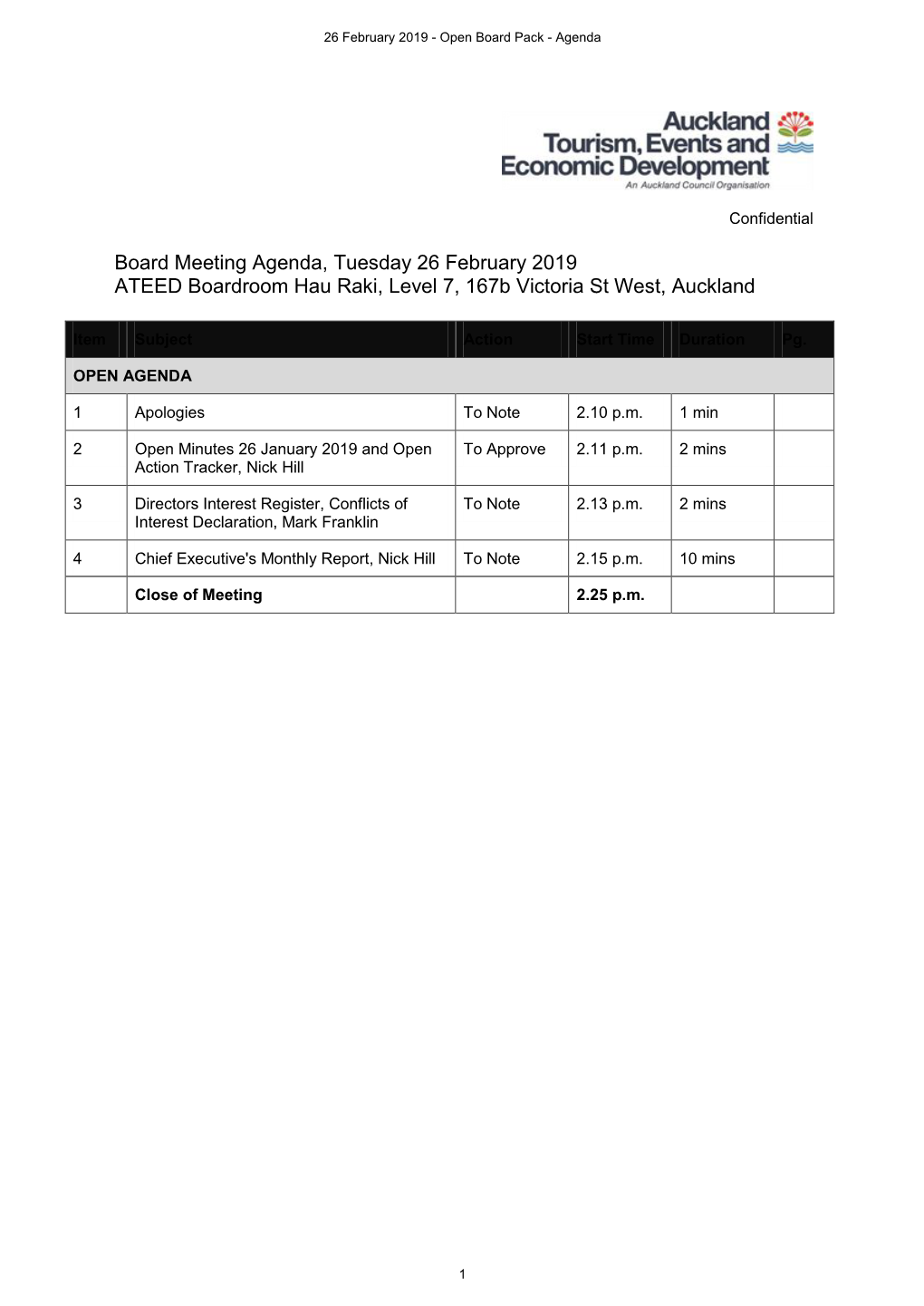 26 February 2019 Open Board Pack