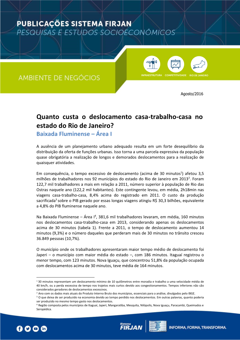 Quanto Custa O Deslocamento Casa-Trabalho-Casa No Estado Do Rio De Janeiro? Baixada Fluminense – Área I