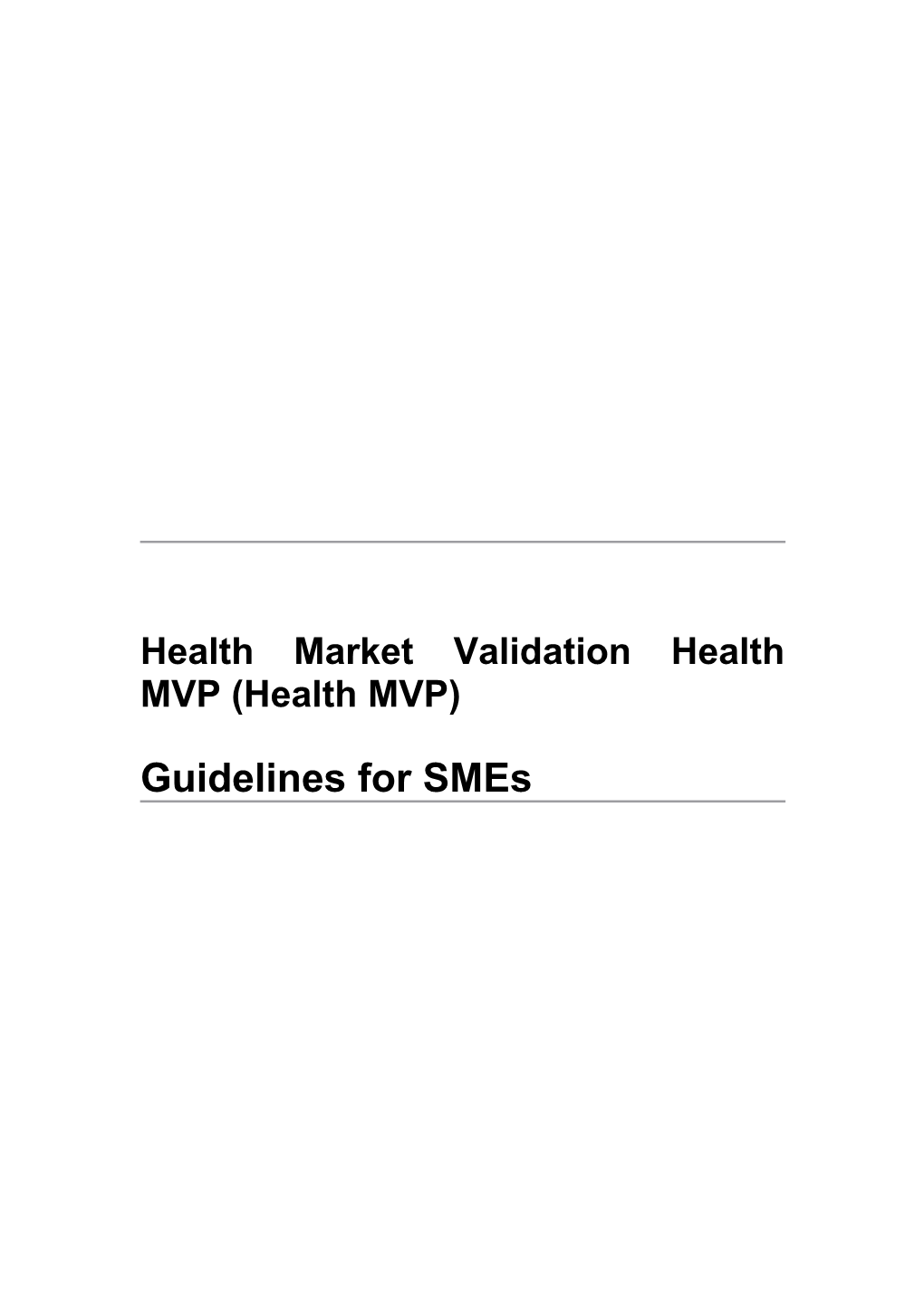 Smart Smes Market Validation Program