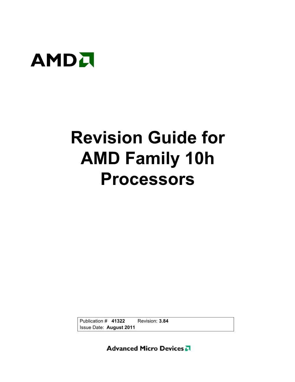 Revision Guide for AMD Family 10H Processors