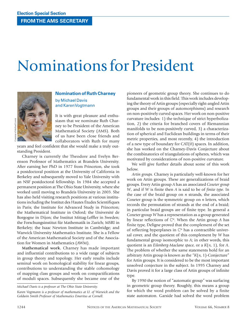 Nominations for President