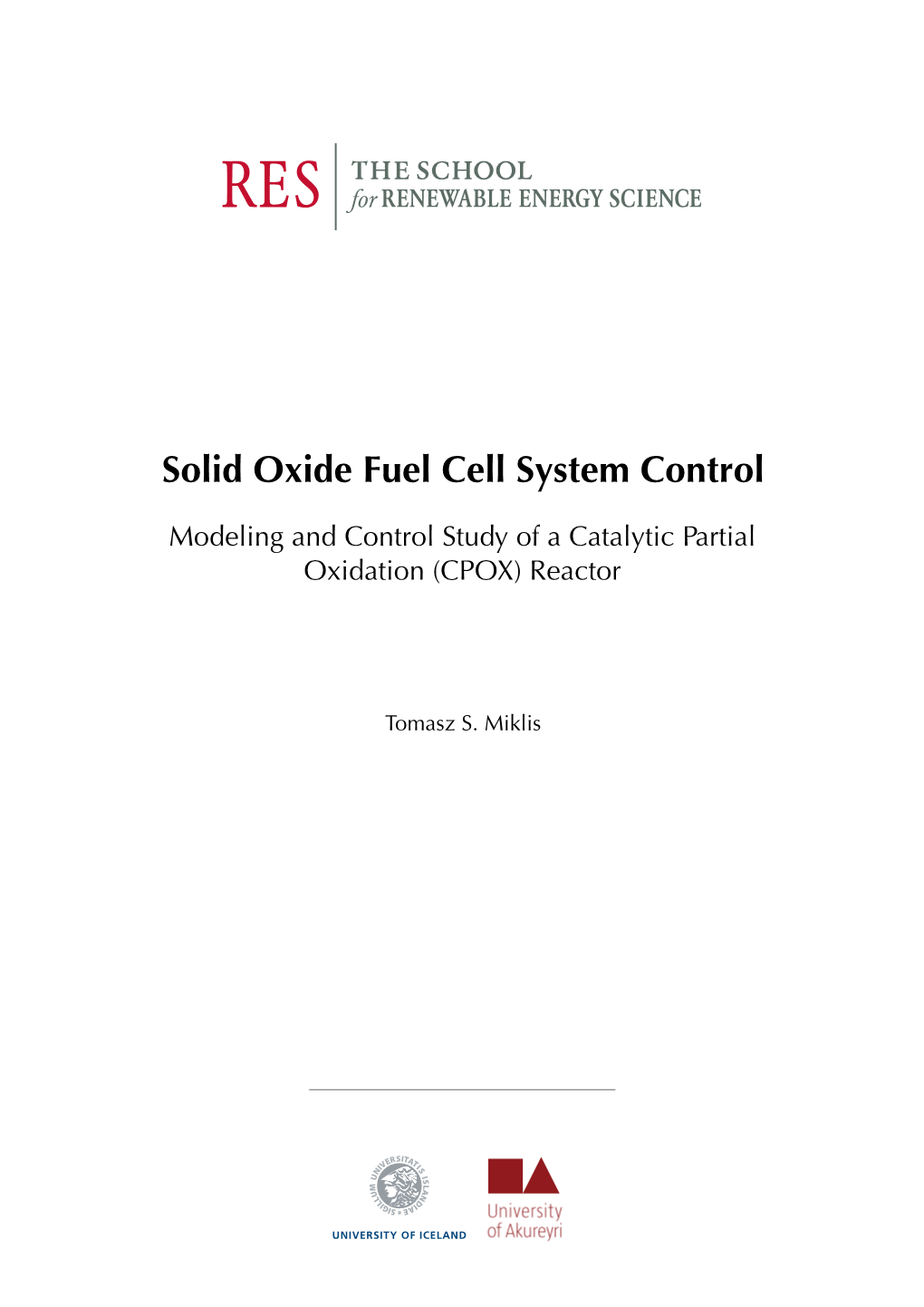 Solid Oxide Fuel Cell System Control
