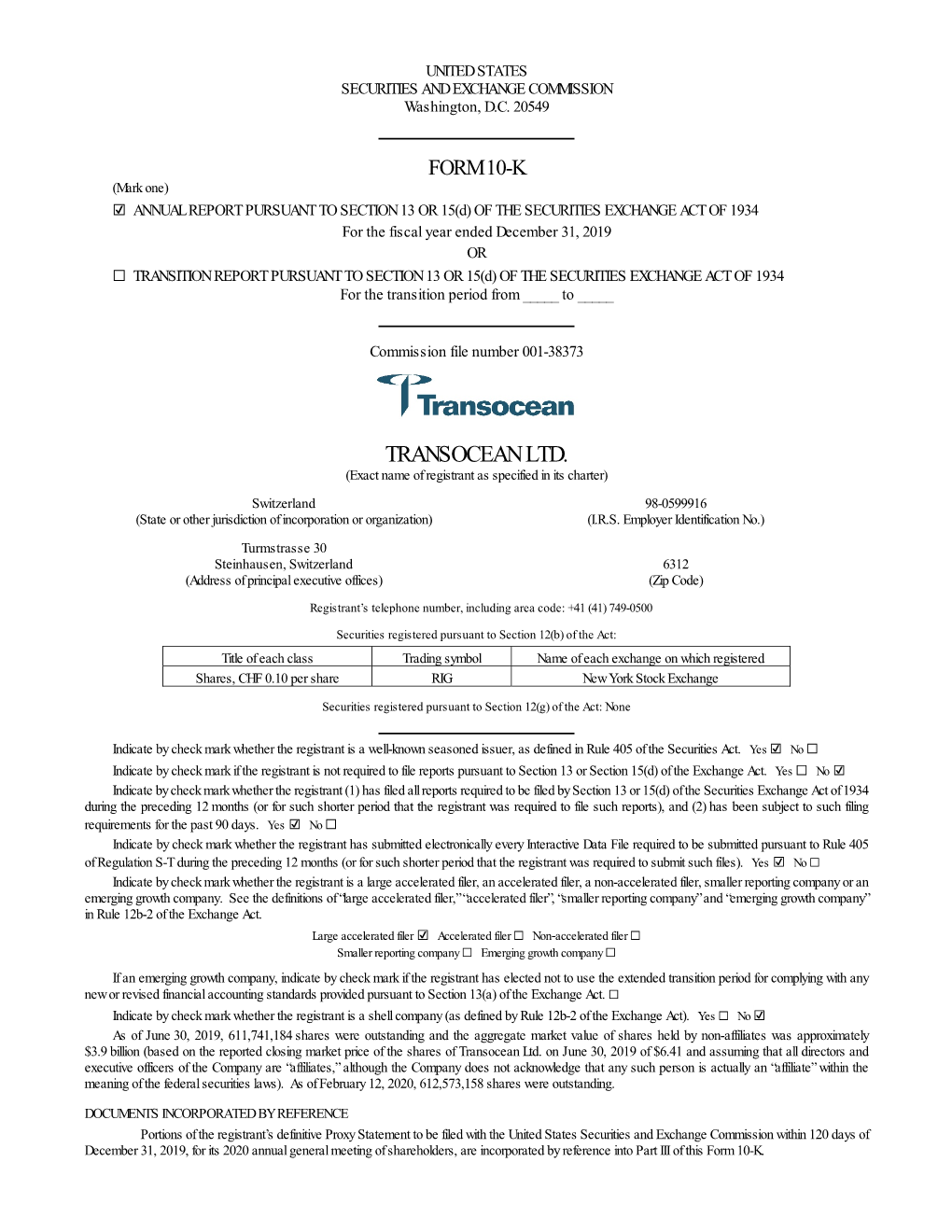 TRANSOCEAN LTD. (Exact Name of Registrant As Specified in Its Charter)