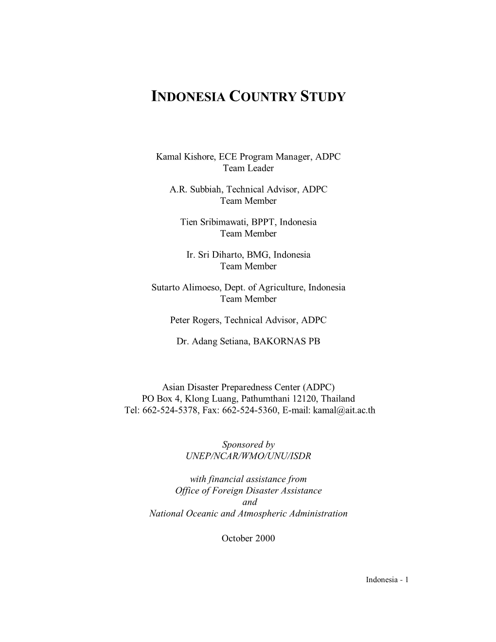 Indonesia Country Study