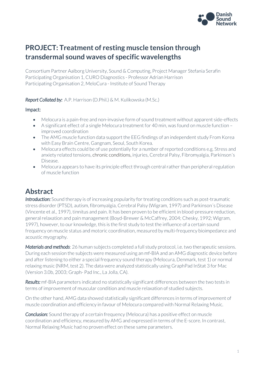 PROJECT: Treatment of Resting Muscle Tension Through Transdermal Sound Waves of Specific Wavelengths