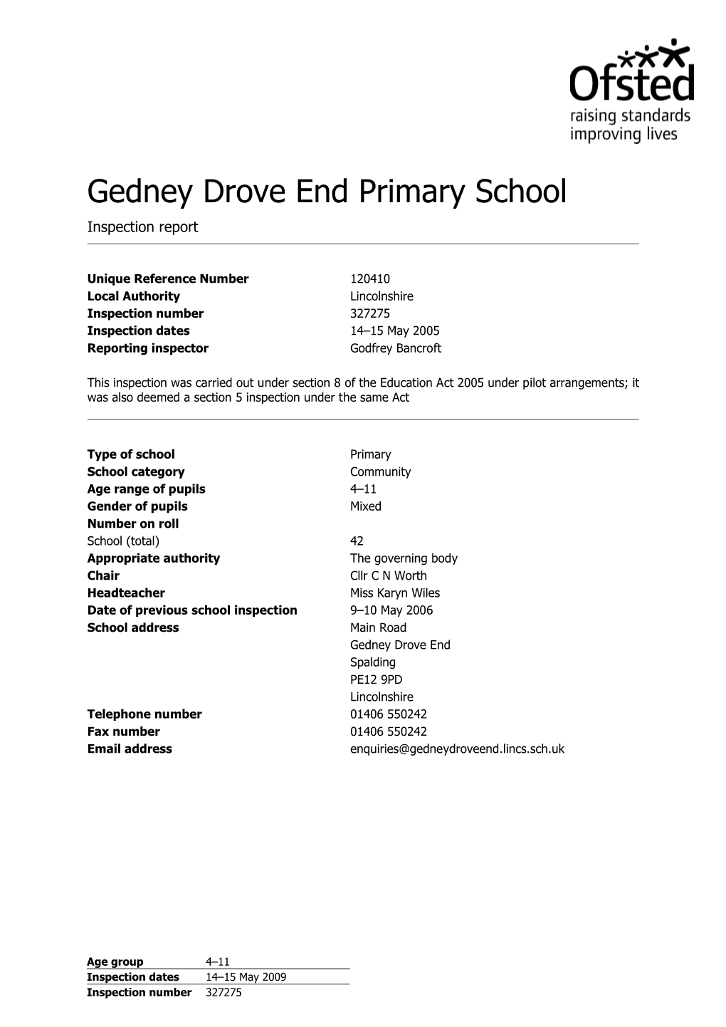 Gedney Drove End Primary School Inspection Report