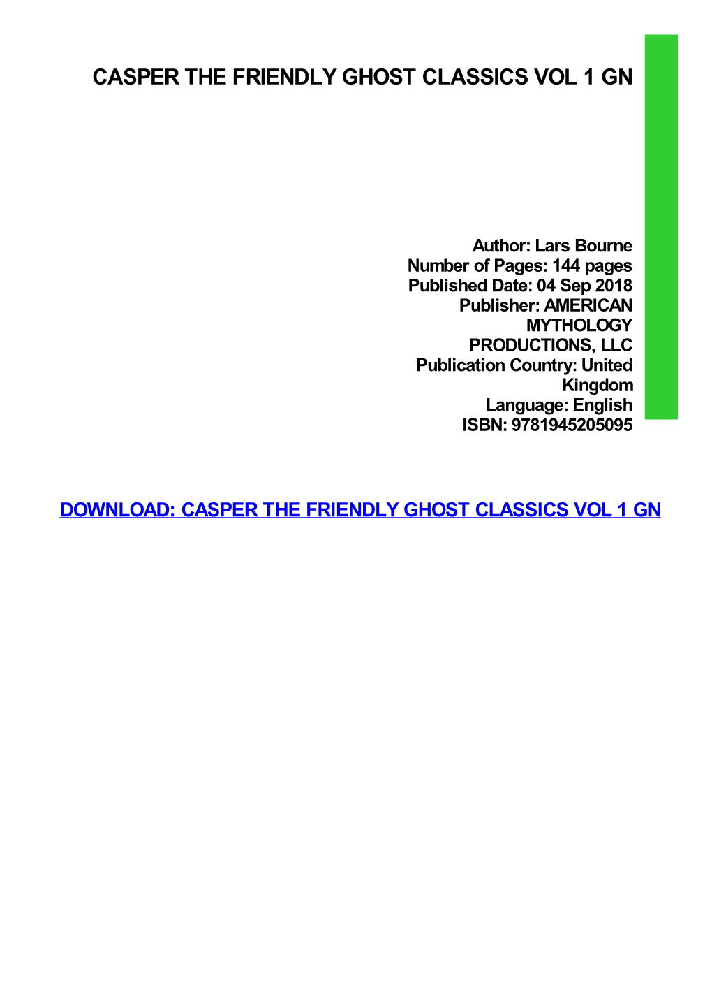 Casper the Friendly Ghost Classics Vol 1 GN Pdf Free Download