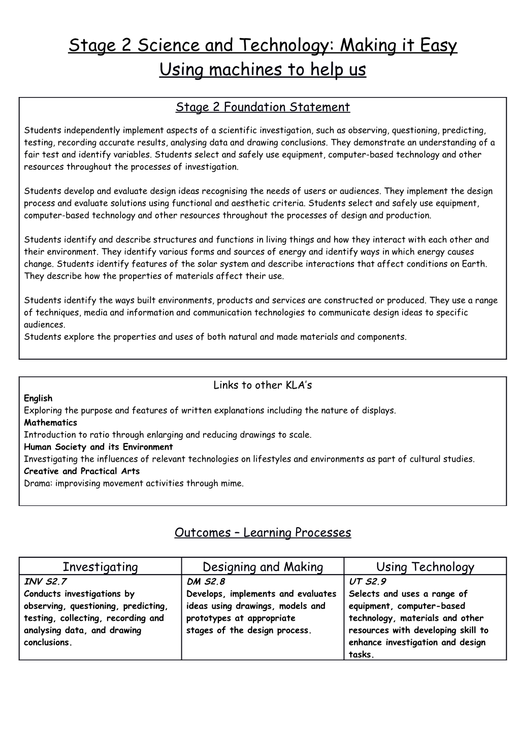 Stage 3 Science and Technology: a Change for the Better s1