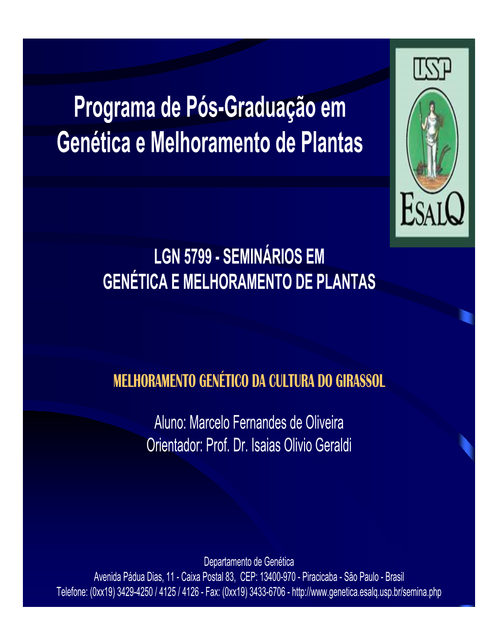 Programa De Pós-Graduação Em Genética E Melhoramento De Plantas