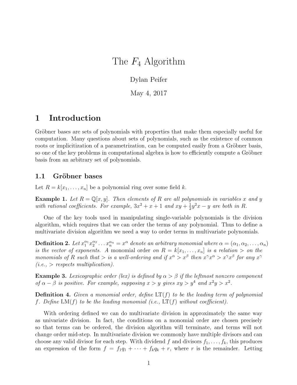 The F4 Algorithm