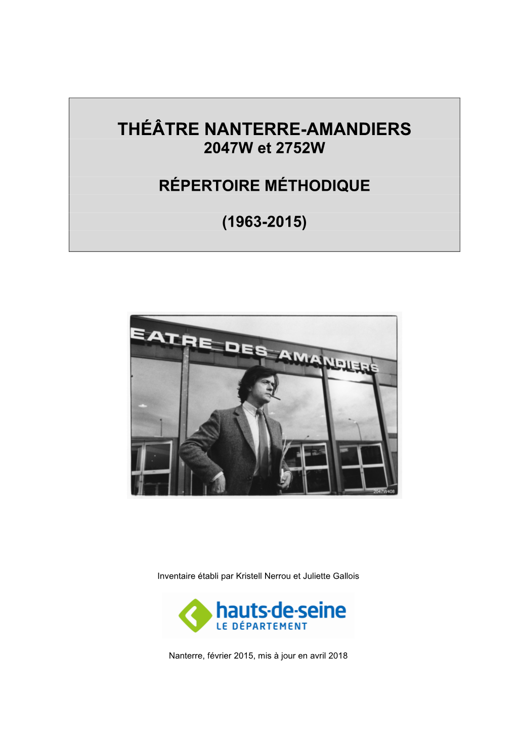 THÉÂTRE NANTERRE-AMANDIERS 2047W Et 2752W