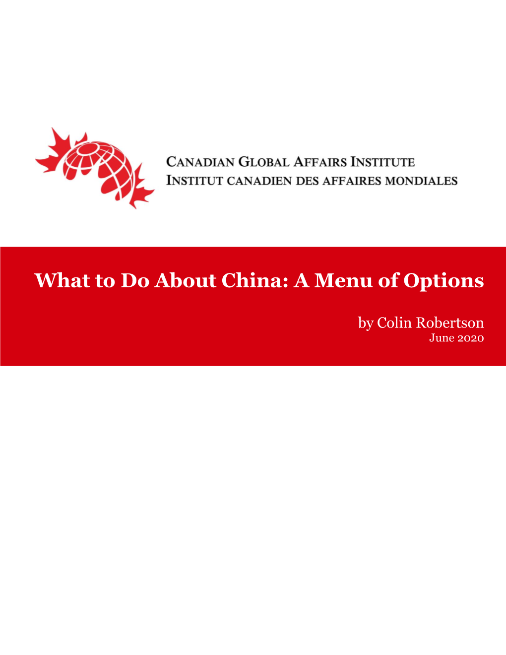What to Do About China: a Menu of Options