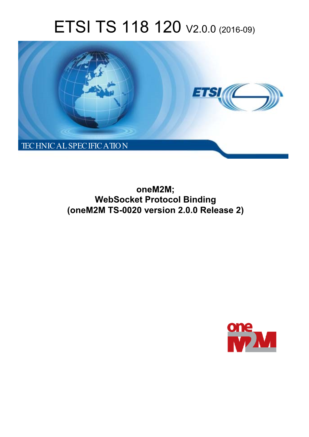 Websocket Protocol Binding (Onem2m TS-0020 Version 2.0.0 Release 2)