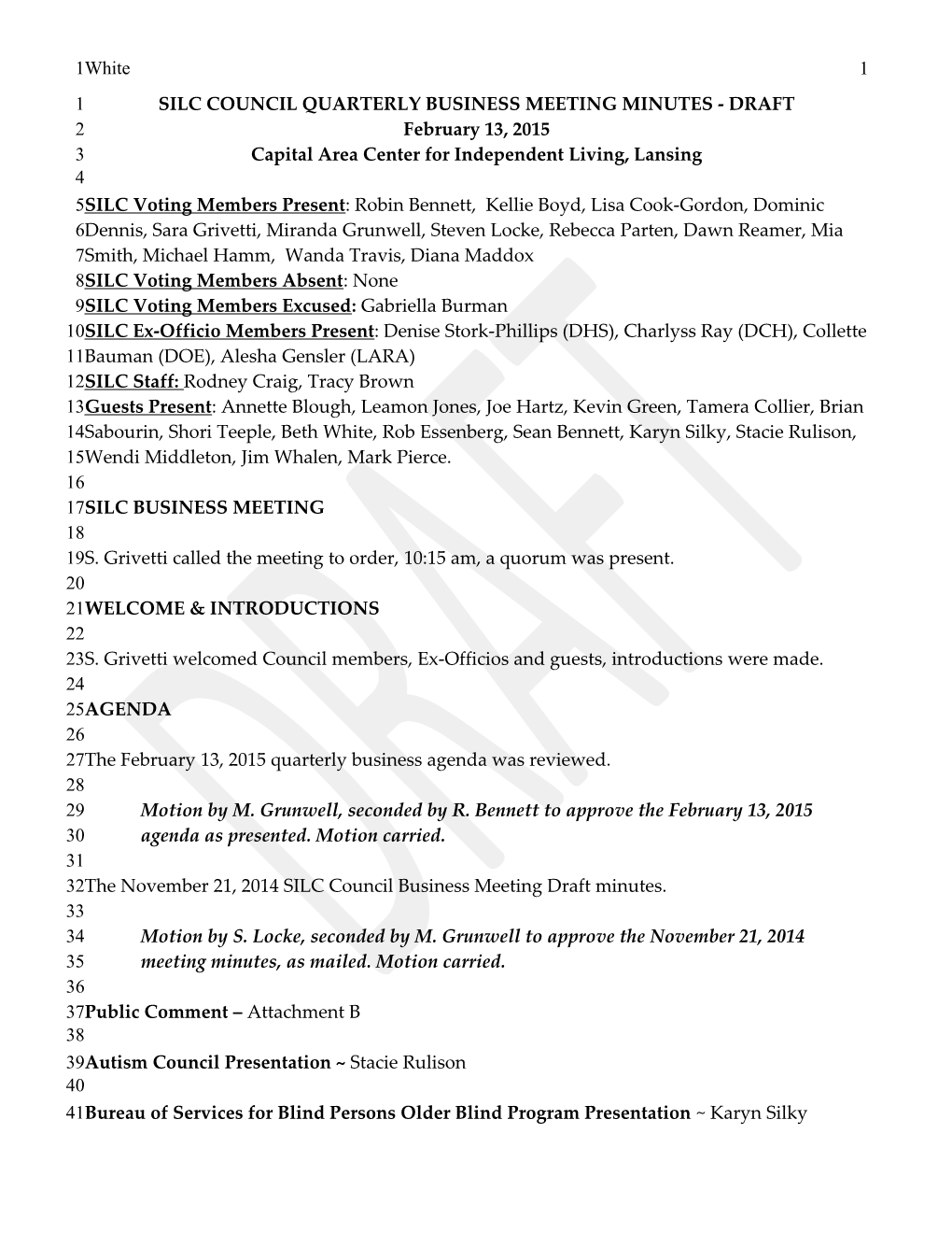 Silc Council Meeting Minutes