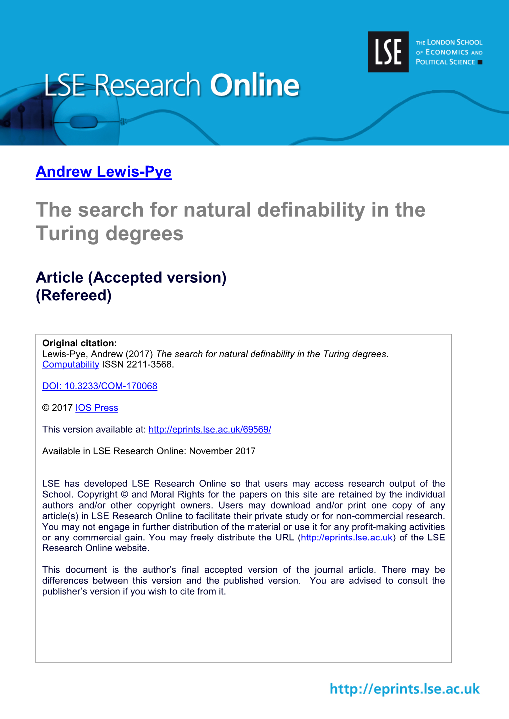 The Search for Natural Definability in the Turing Degrees