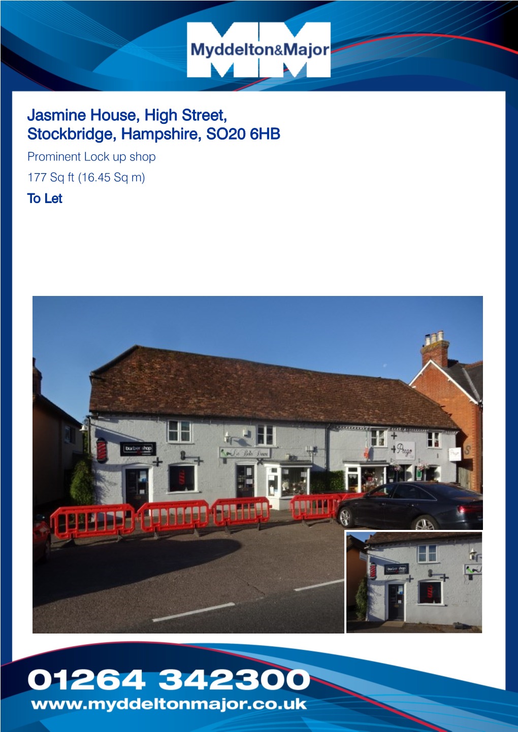 Jasmine House, High Street, Stockbridge, Hampshire, SO20 6HB Prominent Lock up Shop 177 Sq Ft (16.45 Sq M) to Let