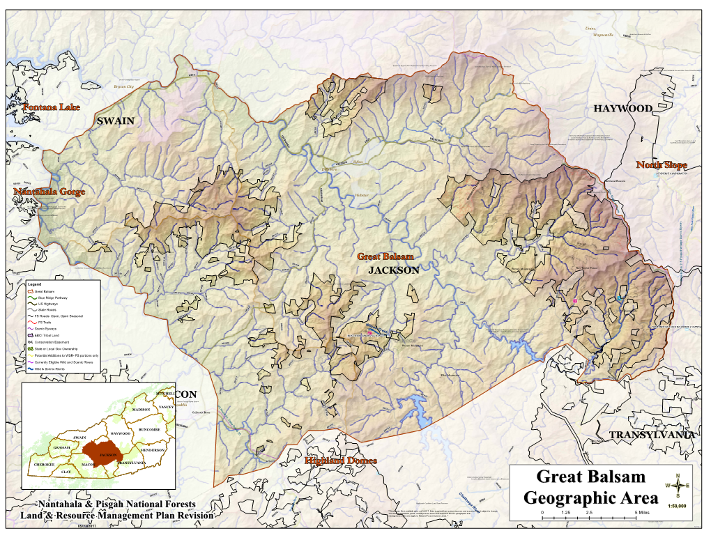 JACKSON MACON SWAIN HAYWOOD TRANSYLVANIA Great Balsam Highland Domes Nantahala Mtns North Slope Fontana Lake Nantahala Gorge