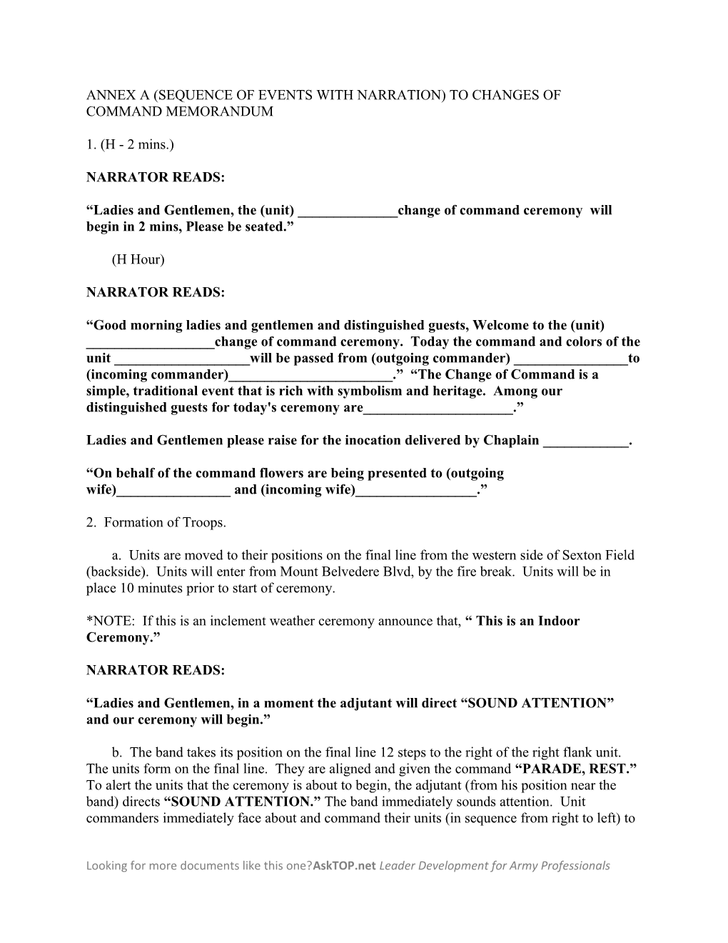 Annex a (Sequence of Events with Narration) to Changes Of s1