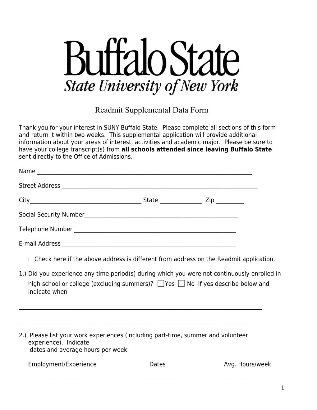 State University Of New York Common Application