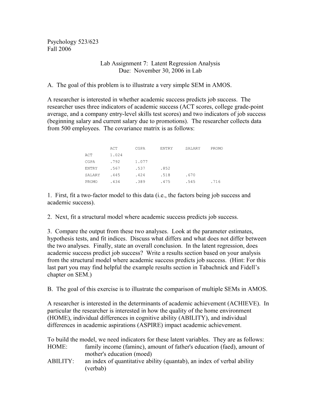 Lab Assignment 7: Latent Regression Analysis