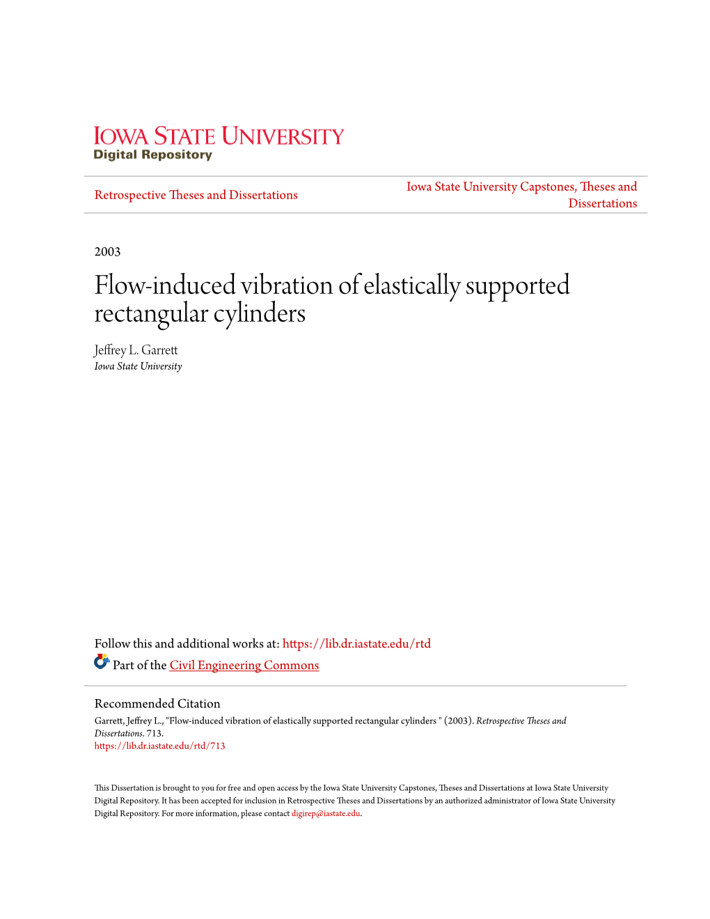 Flow-Induced Vibration of Elastically Supported Rectangular Cylinders Jeffrey L