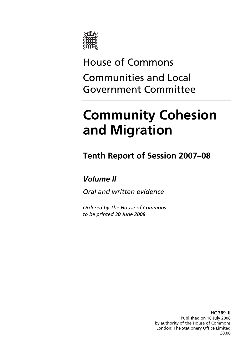 Community Cohesion and Migration
