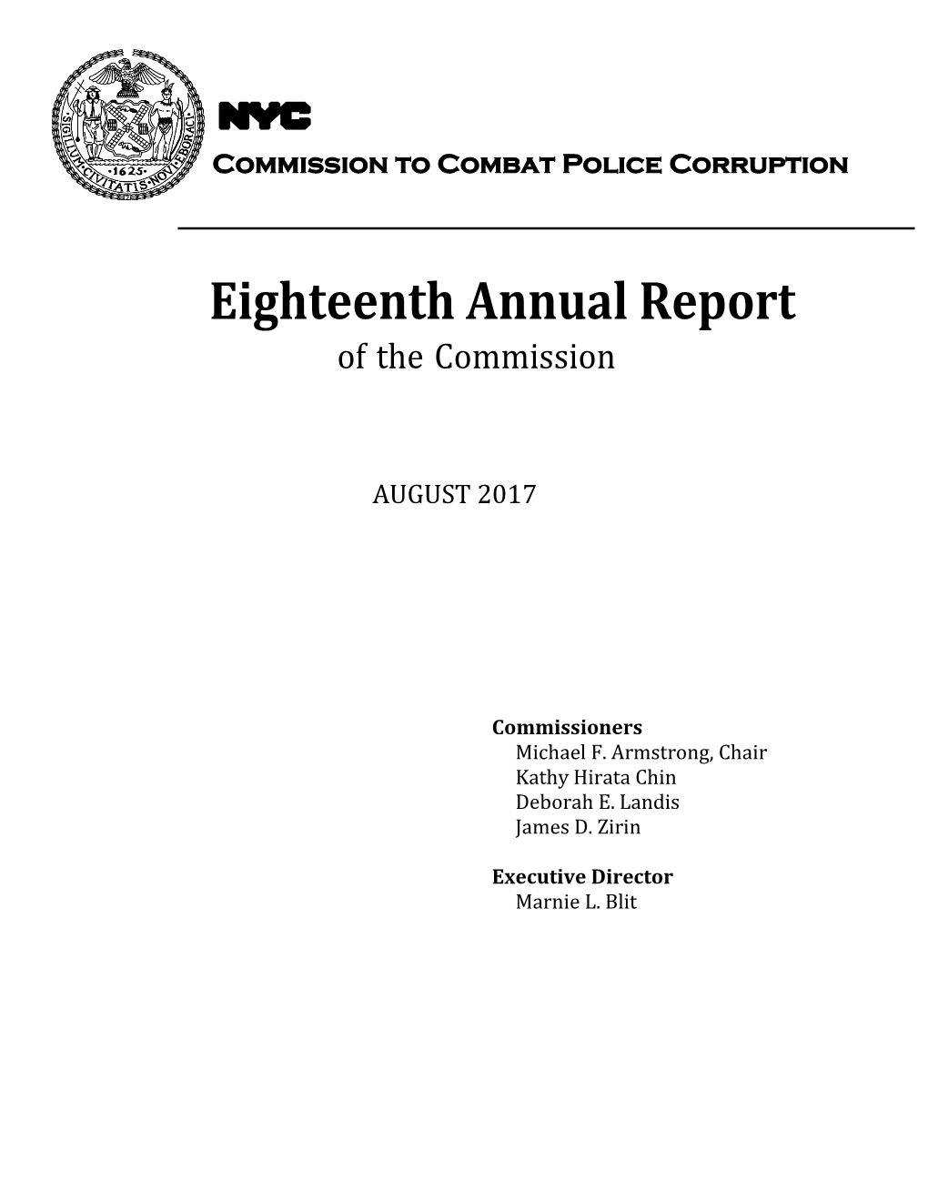 Eighteenth Annual Report of the Commission