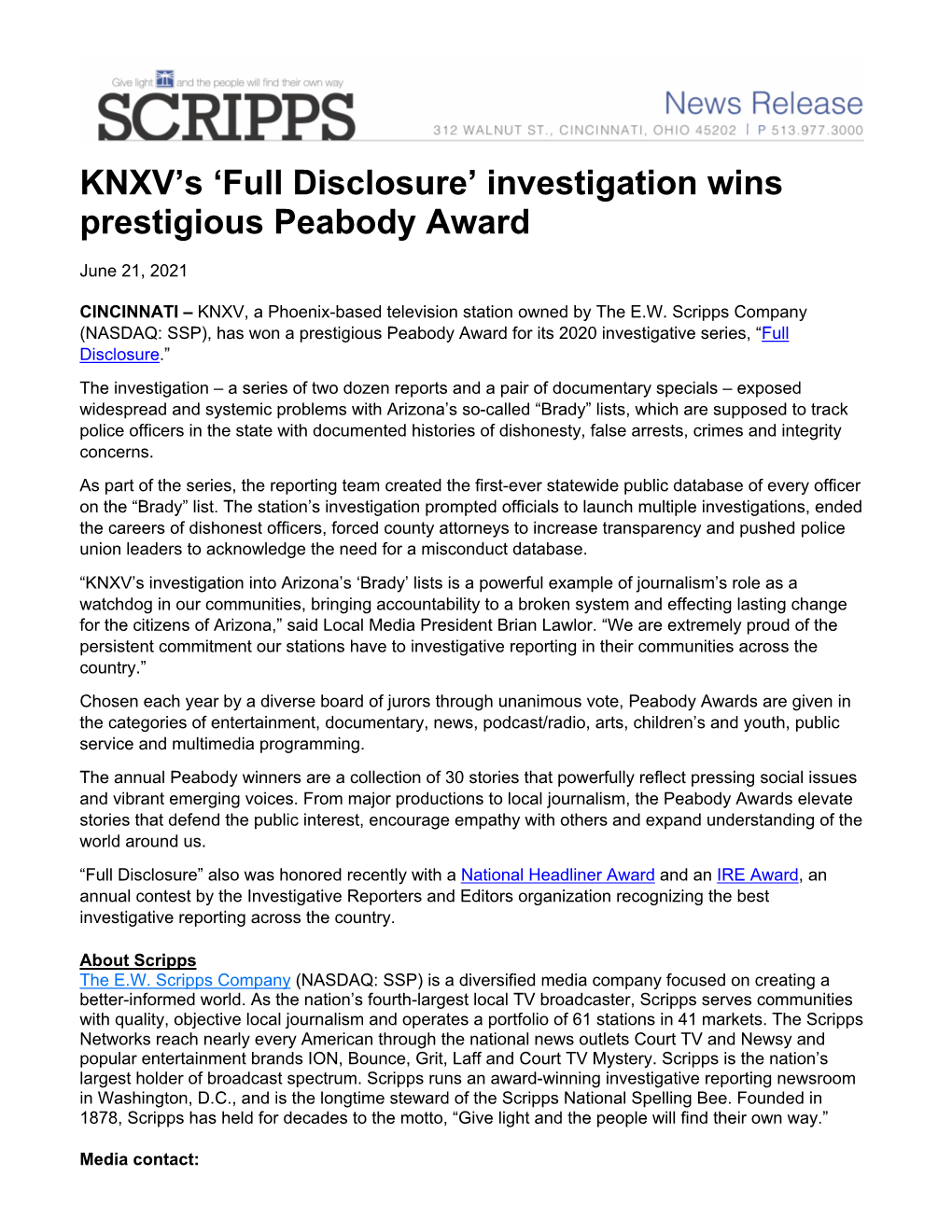 KNXV's 'Full Disclosure' Investigation Wins Prestigious Peabody Award