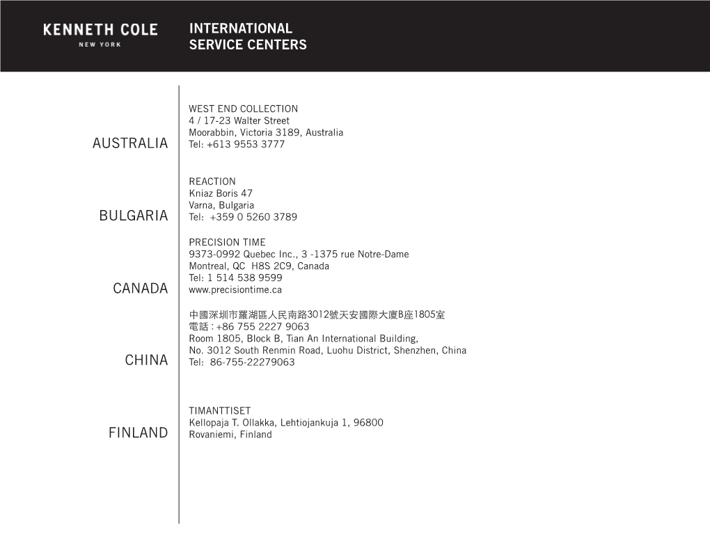 Australia Bulgaria Canada China Finland