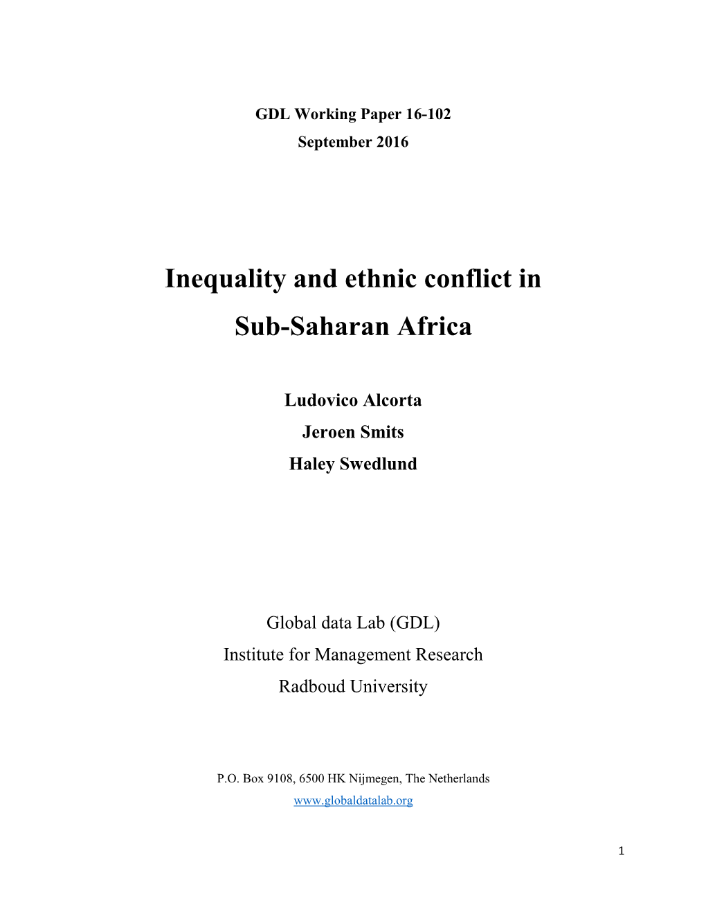 Inequality and Ethnic Conflict in Sub-Saharan Africa