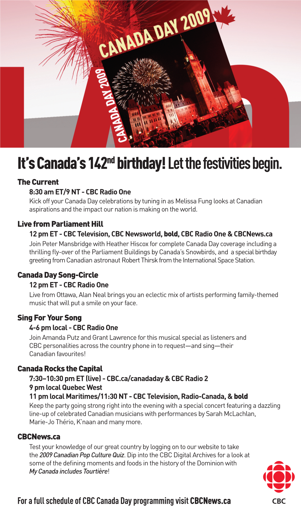 Download CBC News Canada Day 2009 Program Guide (PDF)