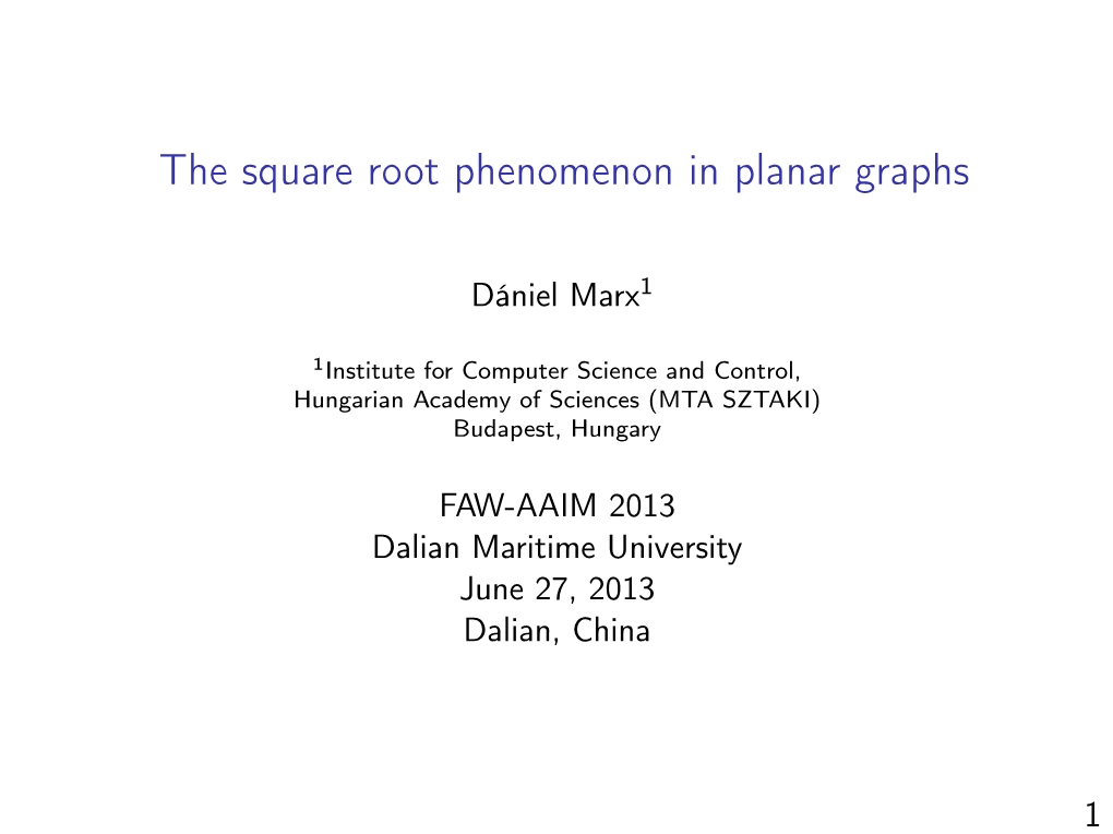 The Square Root Phenomenon in Planar Graphs