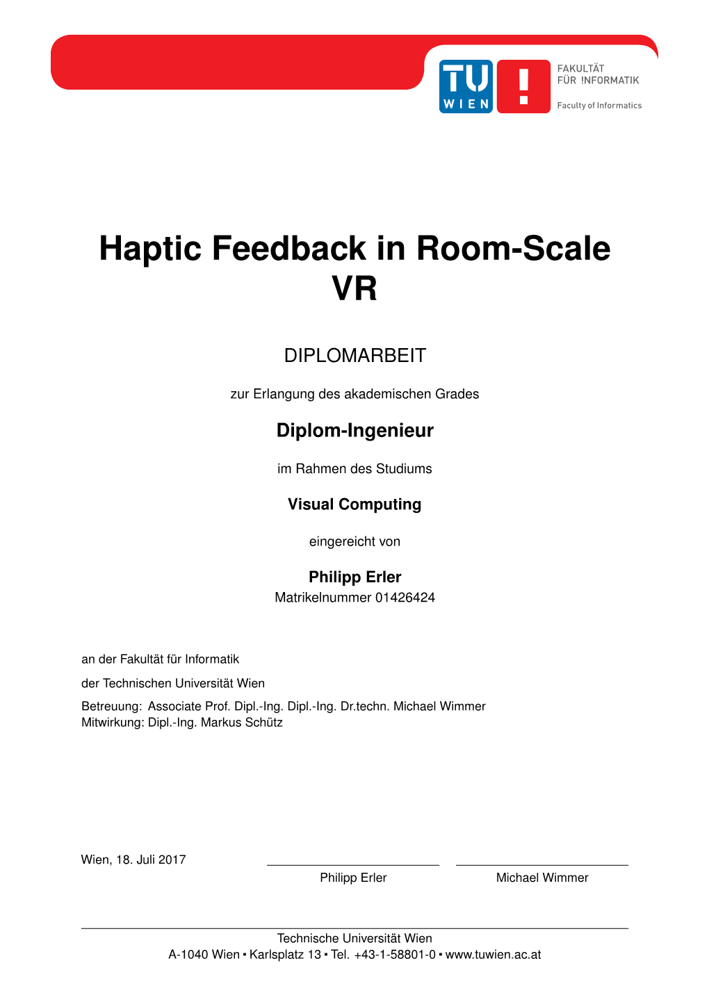 Haptic Feedback in Room-Scale VR