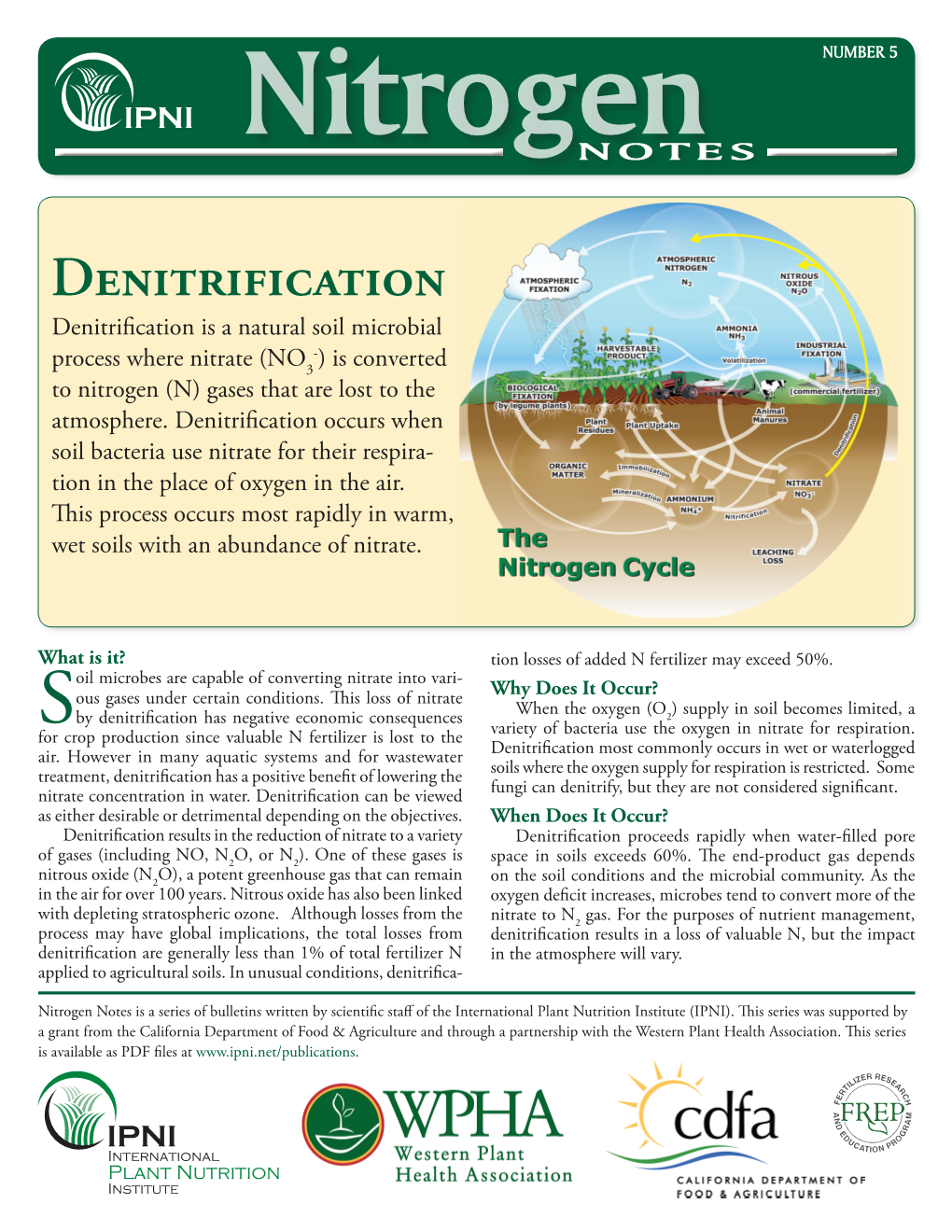 Denitrification Denitrification Is a Natural Soil Microbial - Process Where Nitrate (NO3 ) Is Converted to Nitrogen (N) Gases That Are Lost to the Atmosphere