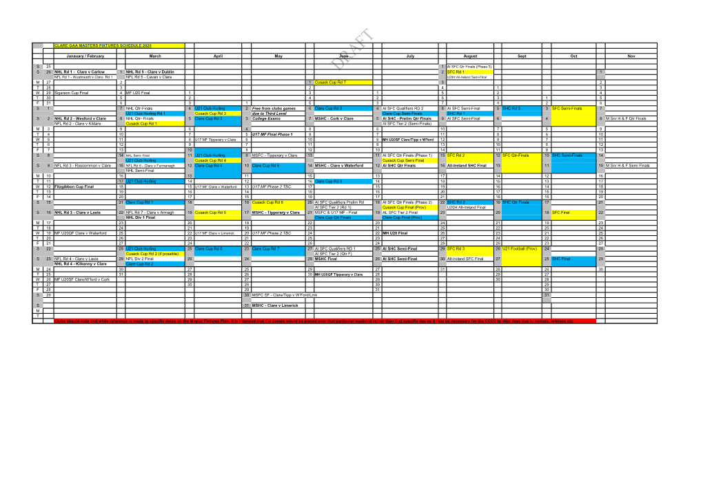 Clare Gaa Masters Fixtures Schedule 2020