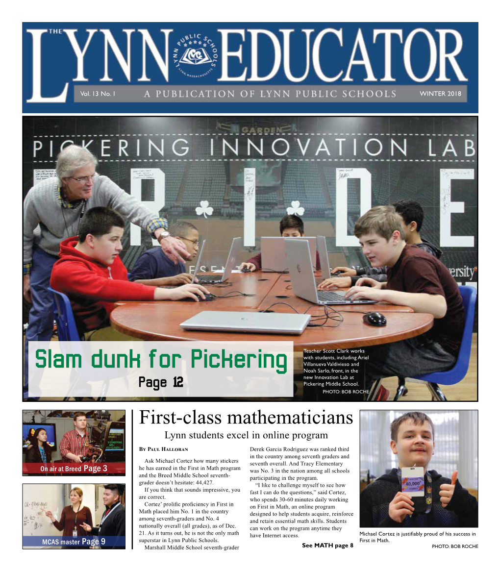 Slam Dunk for Pickering Noah Sarlo, Front, in the New Innovation Lab at Page 12 Pickering Middle School